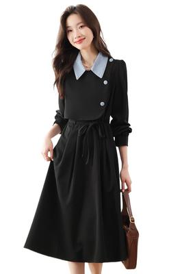 Seira Shirt Dress with Long Faux Layered and a Cute Turndown Elegant and Stylish Design for and Casual Perfect for and Women's Midi-Length Sleeves,