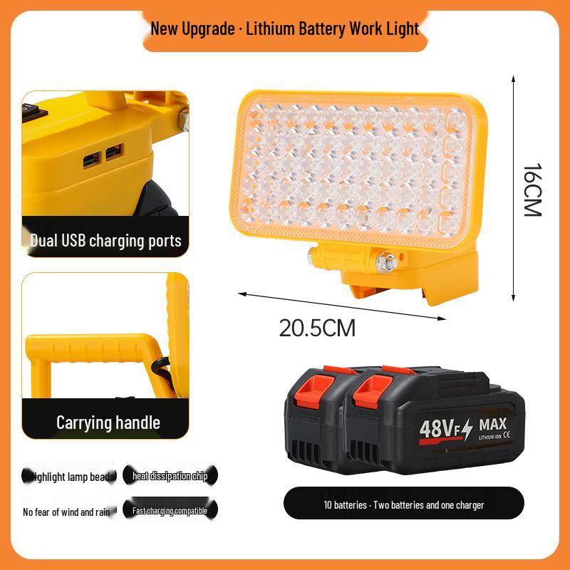 Portable Emergency Lithium Battery Floodlight for Camping, Construction, and Car Repairs