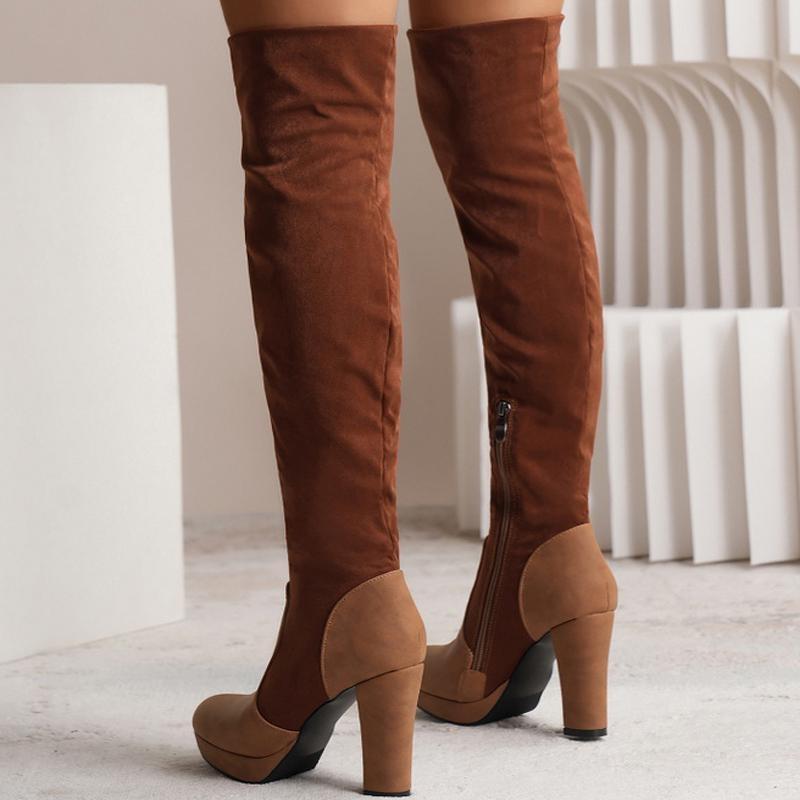 Brown Waterproof Thigh High Boots Buy Women Microfiber Over Knee