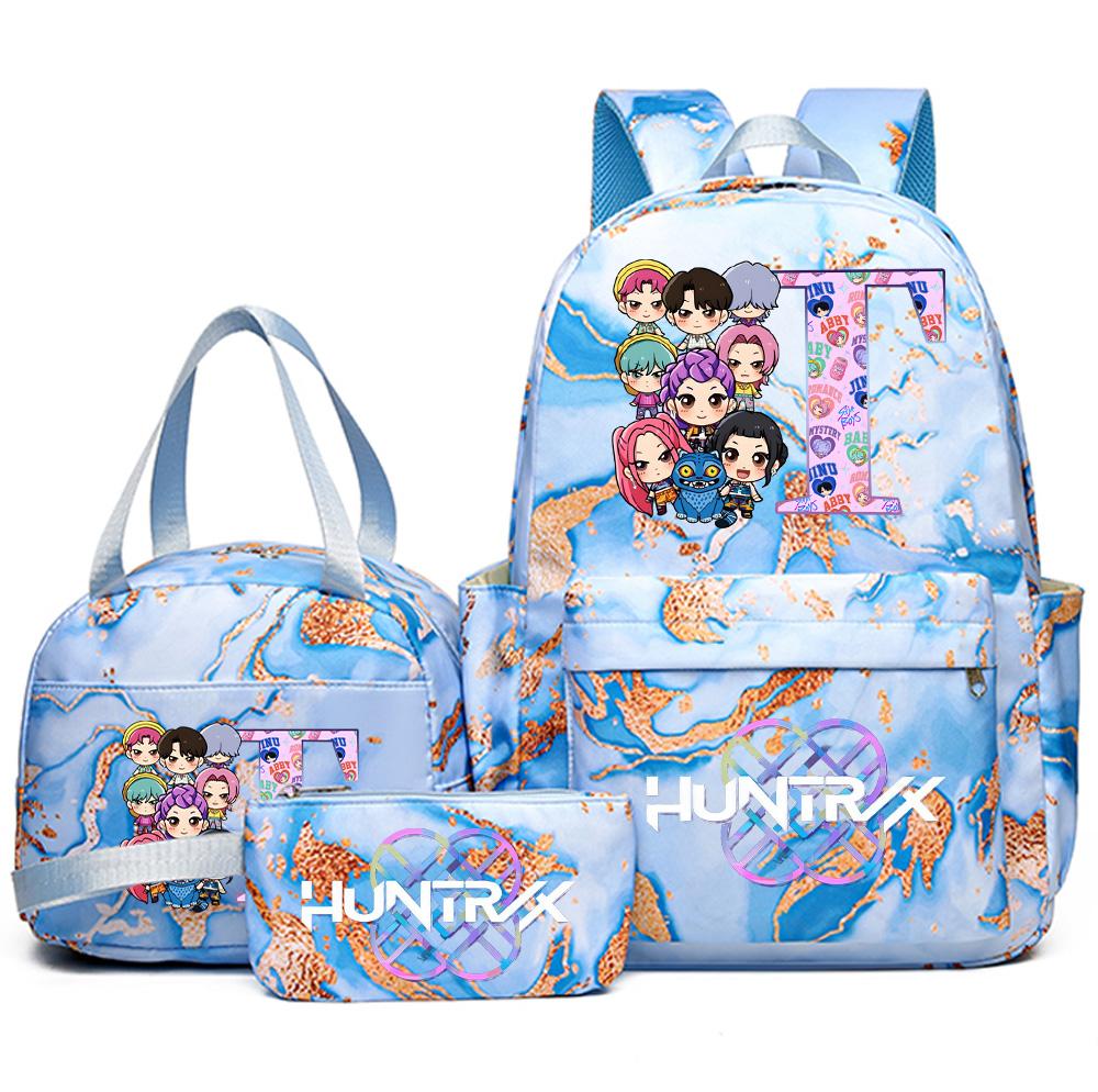 3Pcs/set 26 English Letter K-pop Printed Backpack Handbag Pencil Case for Teenager Student Girl Boy Bookbag Schoolbag Women Large Capacity Travel Bag