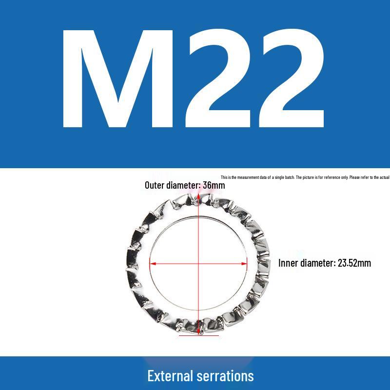 304 Stainless Steel Serrated Lock Washer with Anti-slip Teeth.