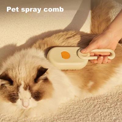 Pet Steam Brush for Shedding 4-in-1 Pet Spray Mist Brush with Handle Dog Spa Grooming Comb Steaming Hair Brush for Dogs Cats