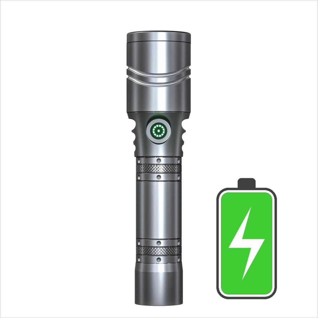 Aluminum Alloy Laser Flashlight USB-C Rechargeable 1200mAh Battery Long Range Beam Underwater Diving Hunting Search Light