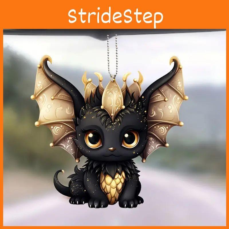 Flat Surface Acrylic Black Dragon Pendant With Cartoon Style For Gift Use