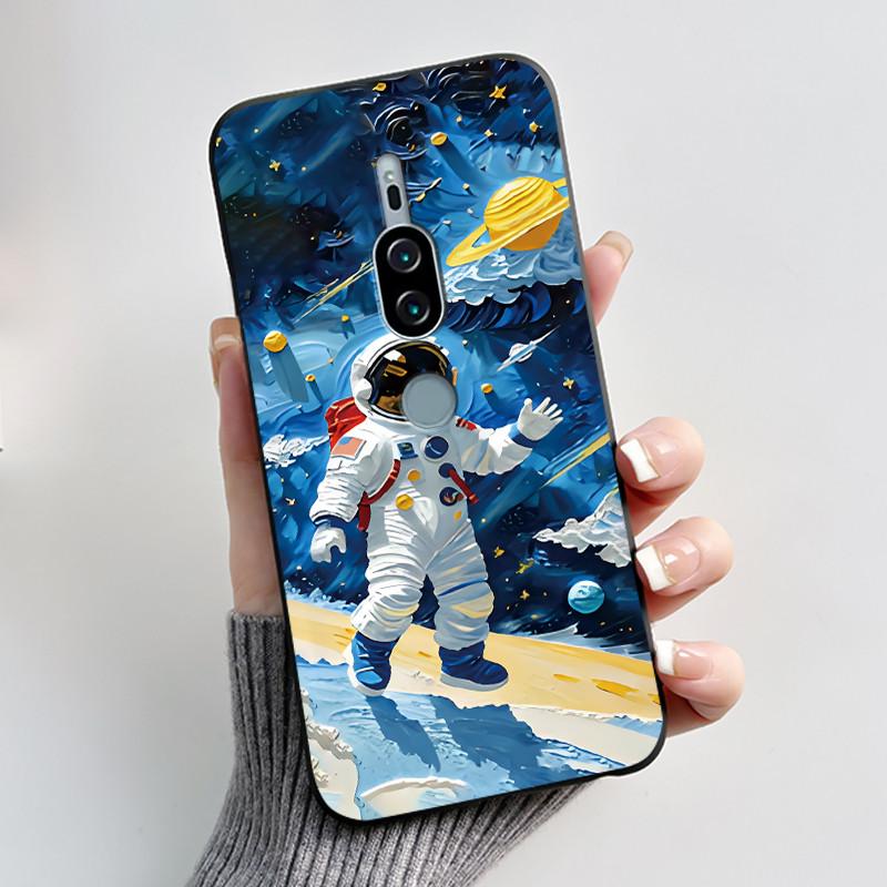 Per Sony Xperia XZ2 Premium SOV38 H8166 H8116 Custodia per Telefono Estetica Moda Gatto Carino Cartone Animato Nero Tocco Morbido Posteriore Cover in Silicone