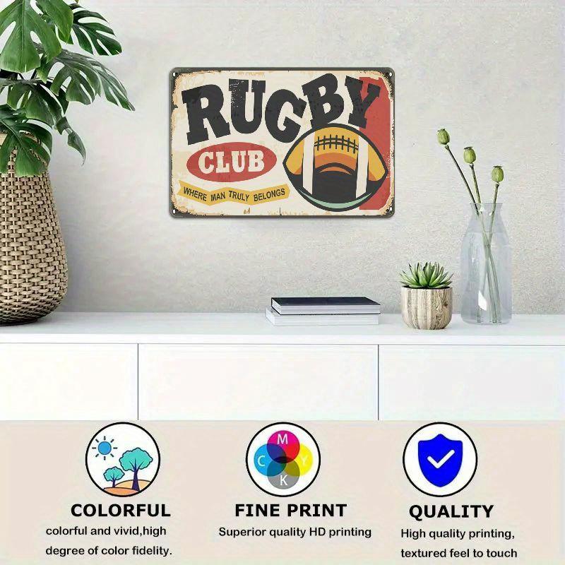 1pc 30*20cm Wooden Rugby Club Sign, Multipurpose Outdoor Decor For Garage, Porch, Cafe, Bar, Man Cave, Farmhouse Kitchen, Rustic Home Decor