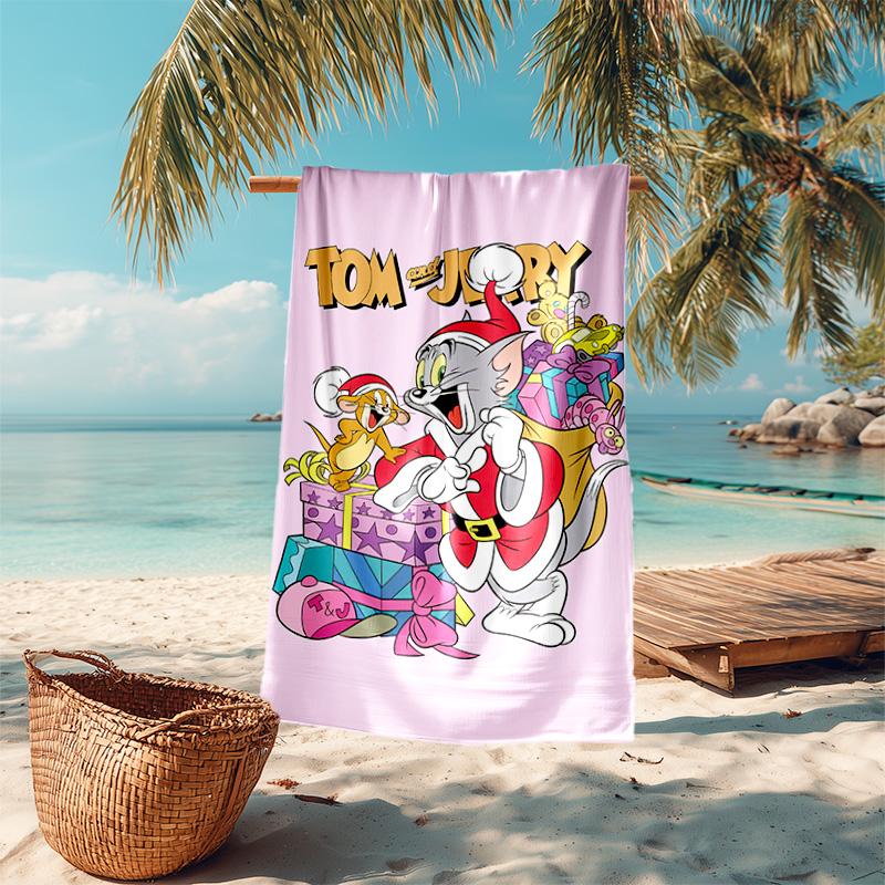 Tom Jerry Cartoon Soft Beach Towel Outdoor Vacation Beach Towel Outdoor Absorbent Bath Towel Blanket Beach Towel Soft Portable For Travel Seaside
