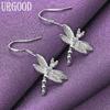 925 Sterling Silber Libelle Anhänger AAA Zirkon Ohrringe Geschenk Modeschmuck