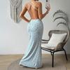 2026 spring and summer sweet floral suspender dress halterneck backless slim long skirt seaside vacation dress