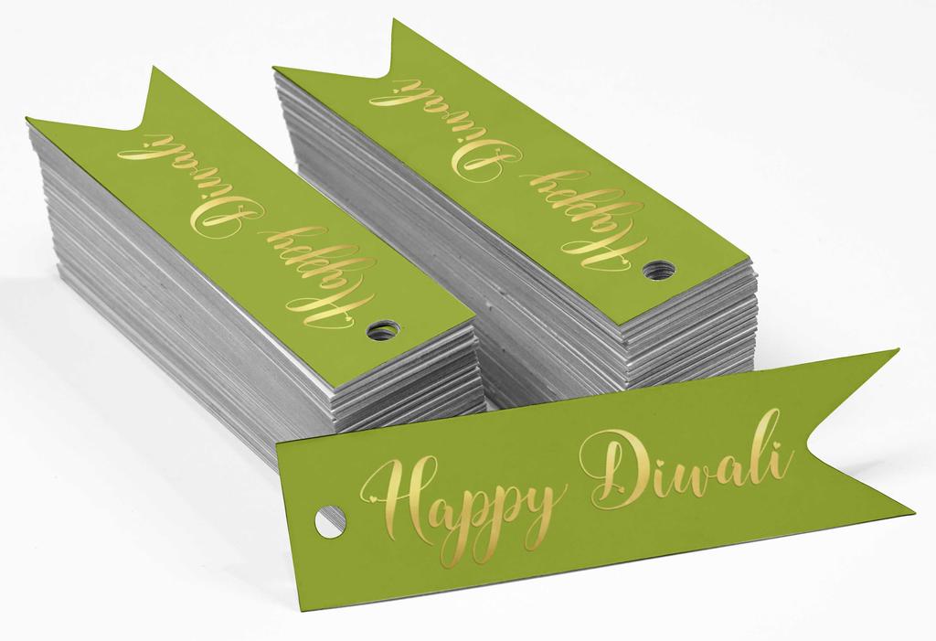Inkdotpot Pack Of 100 Happy Diwali Favor Paper Tags Craft Real Gold Foil Hang