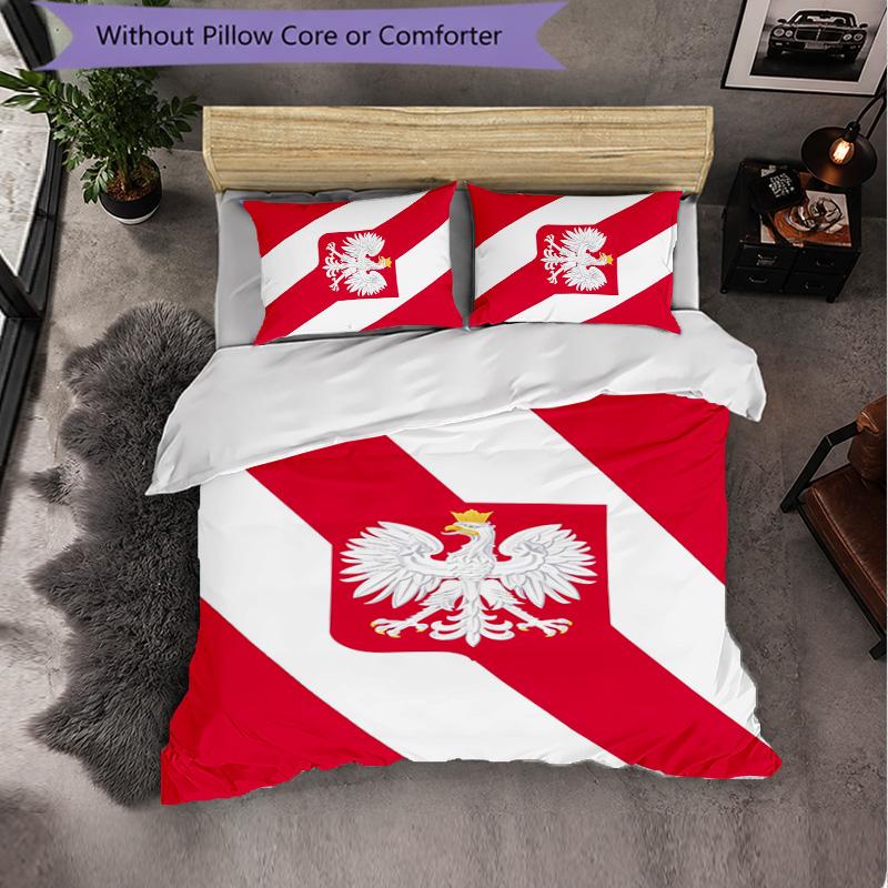 Poland 3 Piece Bedding Set Soft Duvet Cover Set with Pillowcases Printed Bedroom Decor Set for Home