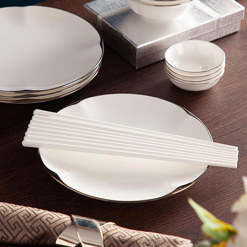 DUPONT Minimalist Pure White Bone China Dinnerware Set