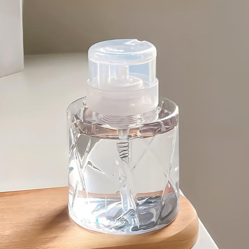 Refillable Lockable Empty Pump Dispenser Nail Manicure Cleaner Makeup Remover Container Press Bottle For Personal Use