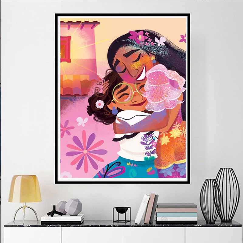 Disney 5D DIY Diamond Painting Mirabelle and Isabella Embracing Illustration in Full Magic House Embroidered Mosaic Cross Stitch Home Decor Gift Craft