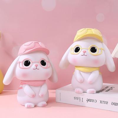 Anti-fall High Capacity Storage Tank Cute Vinyl Piggy Bank Rabbit Piggy Bank  Home Decor