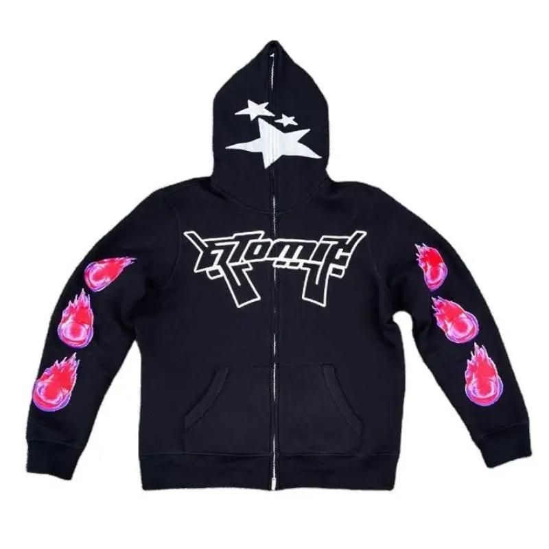 European and American Y2K Gothic Harajuku Loose Letter Printed Hooded Sweatshirt for Men and Women