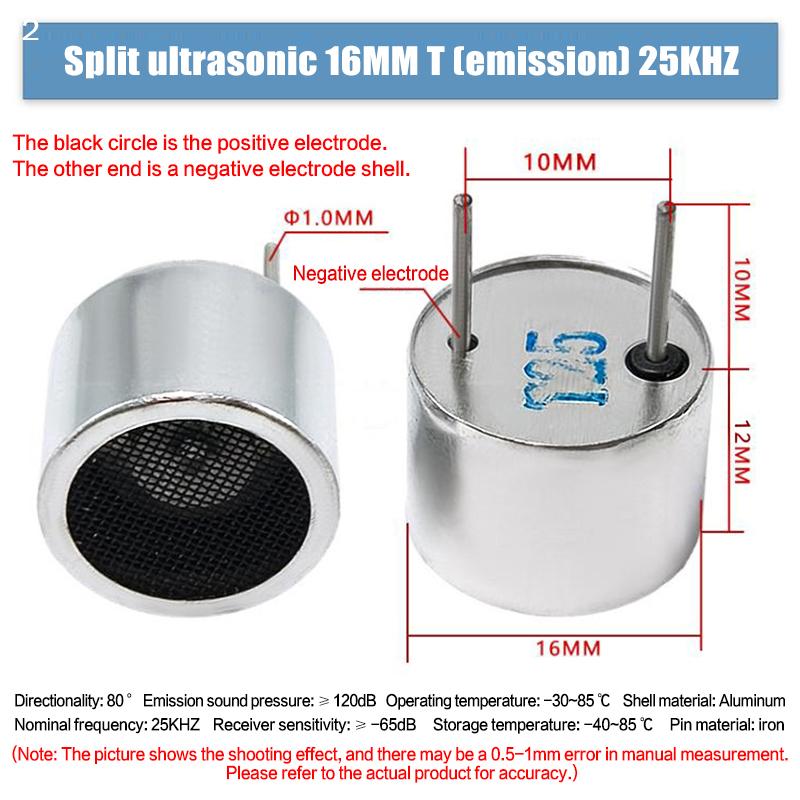 5/10 Peças 25KHZ 16MM Transmitir Receber Sensor Ultrassônico Aberto TCT25-16T/R Tipo Dividido Sonda Dispositivo Ultrassônico para Cães Peças