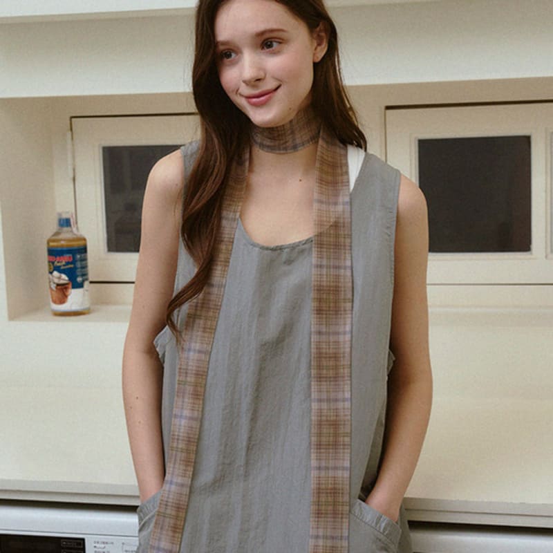 Marchen Vintage check long scarf_3color