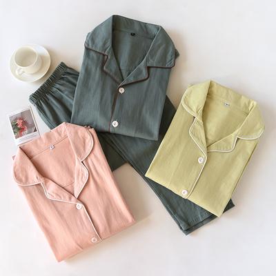 Frühling und Herbst Neue Paar Pyjamas Zweiteiliges Set 100% Baumwolle Gestrickte Herren und Damen Einfache Langarm Heimtextilien