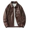 Casual Classic Lapel Black Leather Jacket Men's Fashion British Gentleman Versatile Motorcycle Jacket High Street