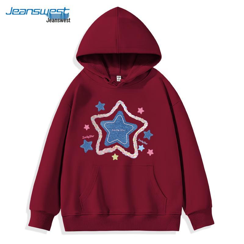 JEANSWEST Women's Cartoon Print Hooded Sweatshirt