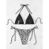 2025 Leopard Print Lace-Up Bikini - New European & American Swimwear