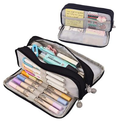 iSuperb Pencil Pure Navy and Large Multifunctional Pencil Case for Small Item for 6 Colors Double-Open Case, Black, Blue, Ginger, Capacity, Storage,