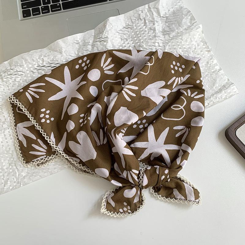 

Floral headscarf women s pastoral style small fresh literary scarf women s silk scarf square scarf high-end sense versatile hair accessories