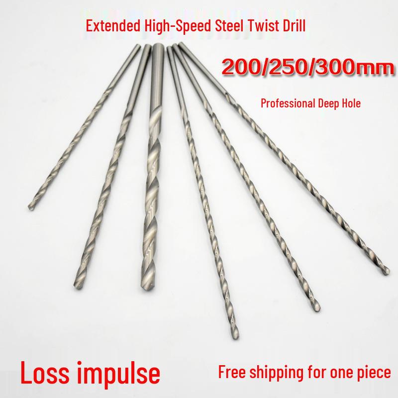 Specialty 700/800mm Extended Straight Shank Twist Drill Bit – High-Speed Steel for Woodworking, Stainless Steel, Iron.