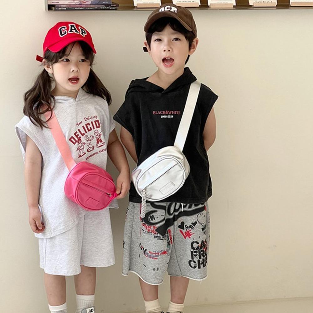 

Kawaii Children s Waist Bag PU Kids Chest Bag Cute Kids Shoulder Bag Boys чёрный