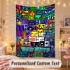 Custom Personalized Tapestry,Geometry Dash Print Custom Name Text Wall Art Hanging for Bedroom