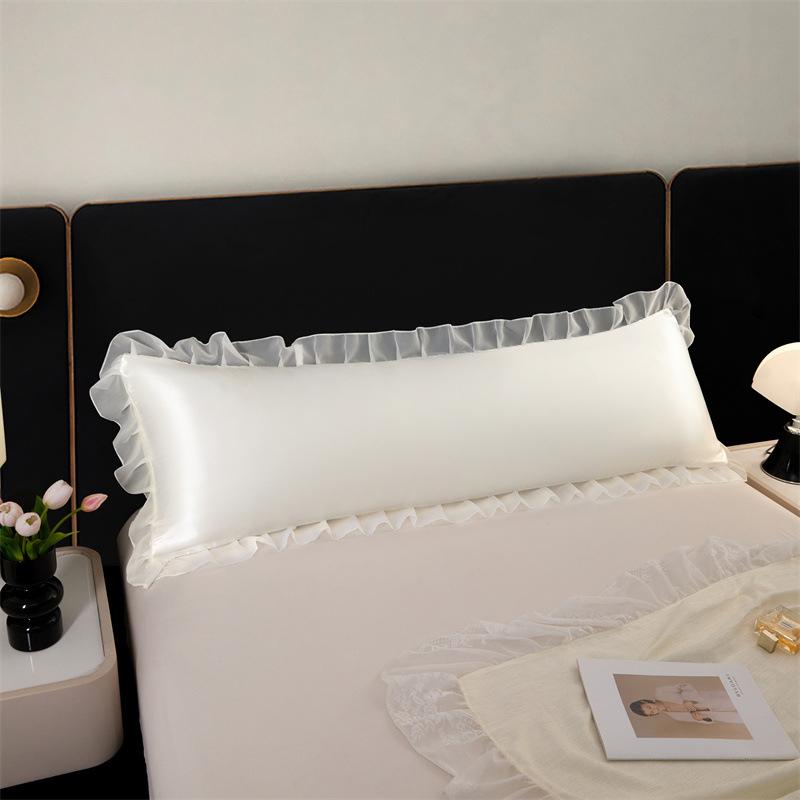 

1 Pc Satin Silk Lace Ruffles Pillowcase 48x120cm/48x150cm Summer Couple Pillow Cover Smooth Ice Silk Long Pillow Case 48x120cm