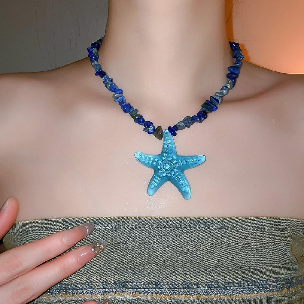 Y2K Accessories Starfish Necklace Pendant Beach Choker Trendy Starfish Clavicle Chain  Girls Gift