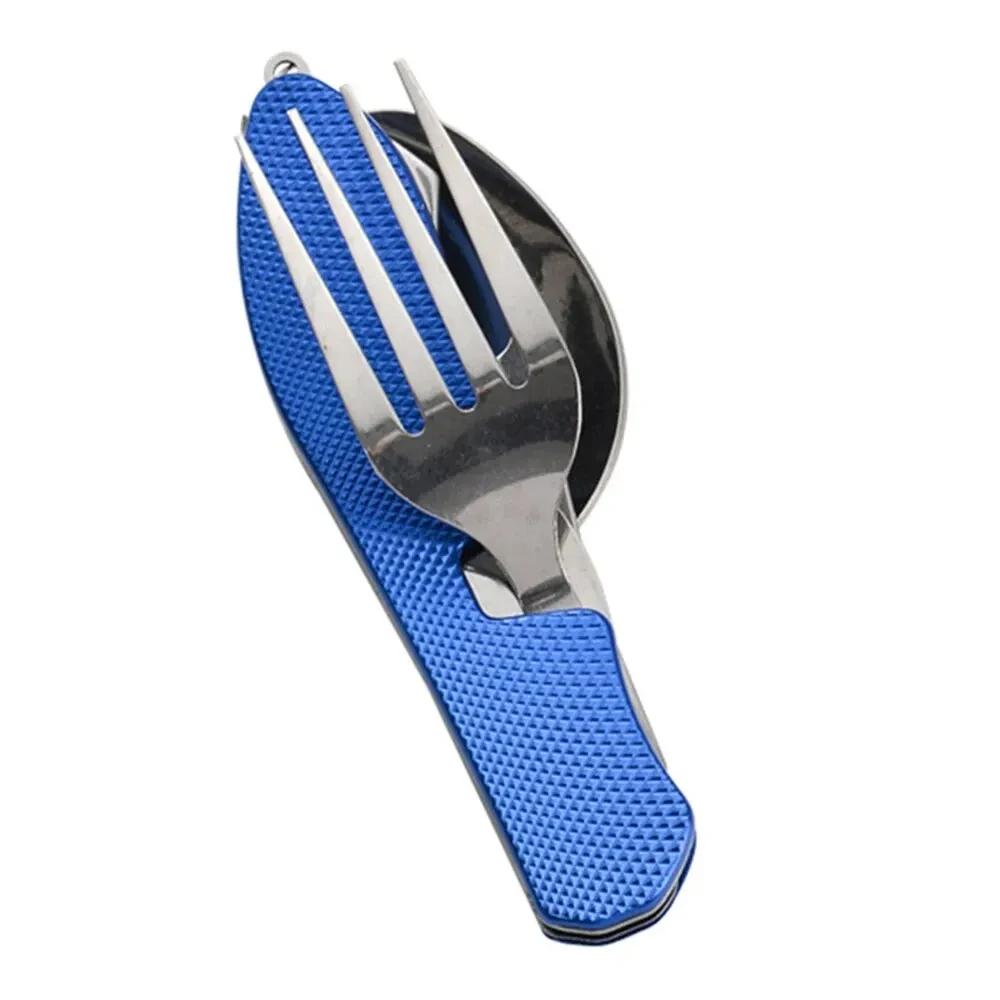 Compact Foldable Knife Fork Spoon Set Multi-Function Outdoor Camping Utensil Combo for Picnic Travel Gift for Adventure Lovers