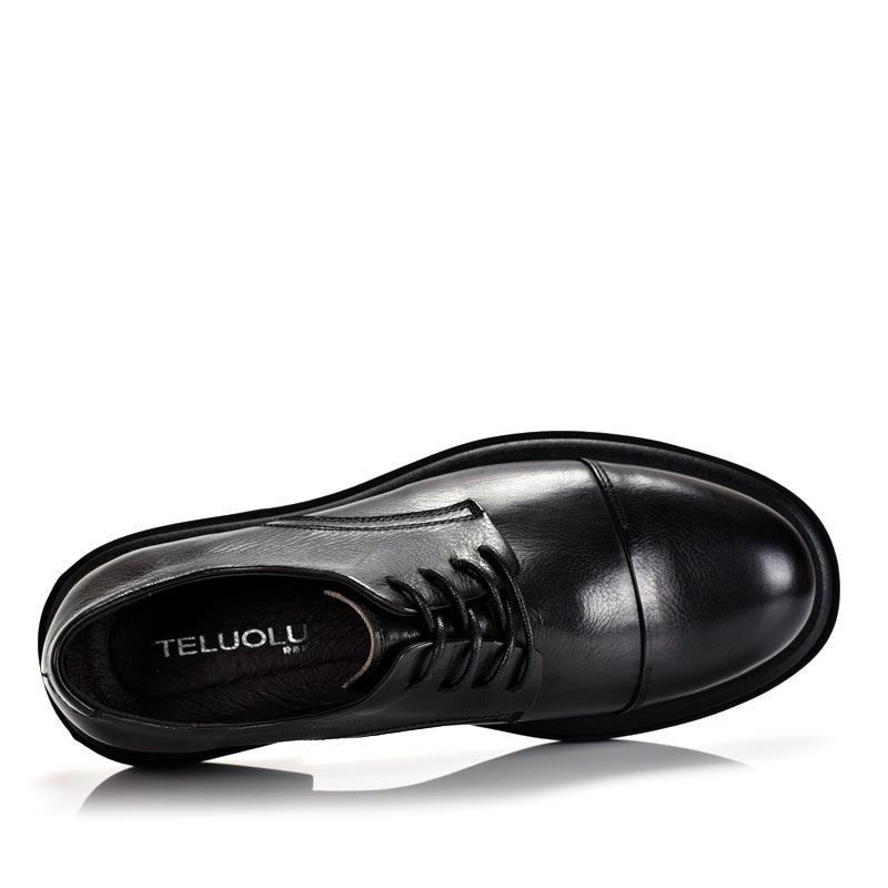 Men's Retro Handmade Genuine Leather Derby Shoes – Thick Sole, Three-Piece Toe, Perfect for Weddings and Formal Business Events