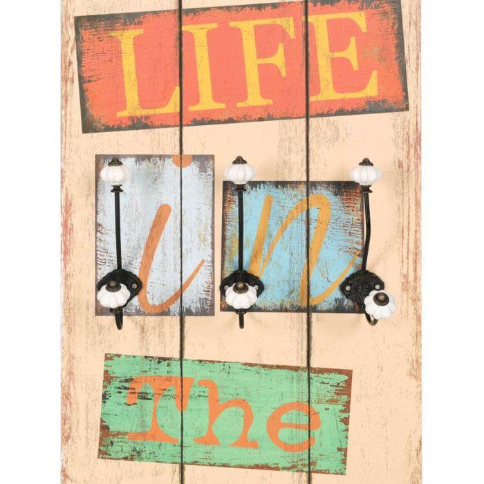 VidaXL Porte-manteau mural avec 6 crochets 120 x 40 cm LIVE LIFE