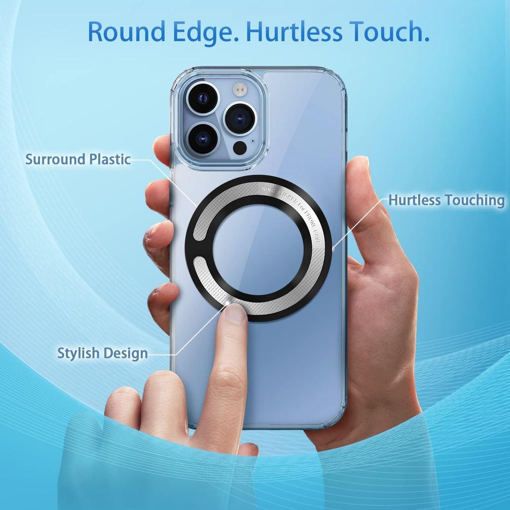 4Pcs Adapter Ring for Magsafe, Magnet Adapter, Magsafe Sticker with 3M Adhesive, Black Metal Loop for Wireless Charger/Card Wallet/Car Mount/Battery