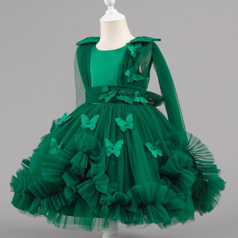 Little Girls Puffy Tulle Princess Dress For Birthday Wedding Stage Performance