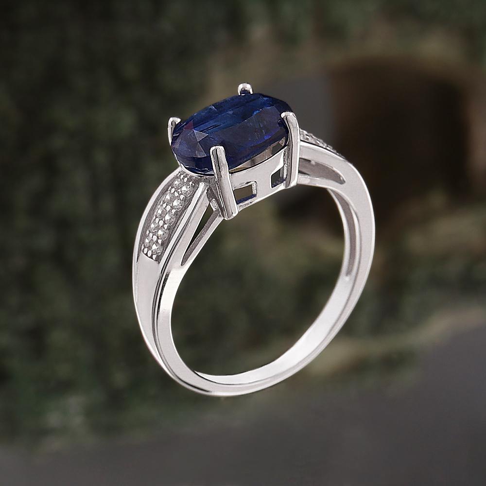 Pierścionek Noble Solitaire Naturalny Owalny 8*10mm Kyanit Srebro Próby 925 Elegancka Drobna Biżuteria na Rocznicę, Urodziny dla Kobiet