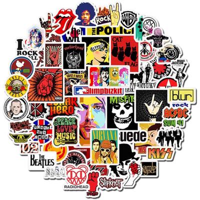 52 Stück Rock Band Doodle Persönlichkeit Aufkleber Koffer Laptop Kühlschrank Aufkleber Paster