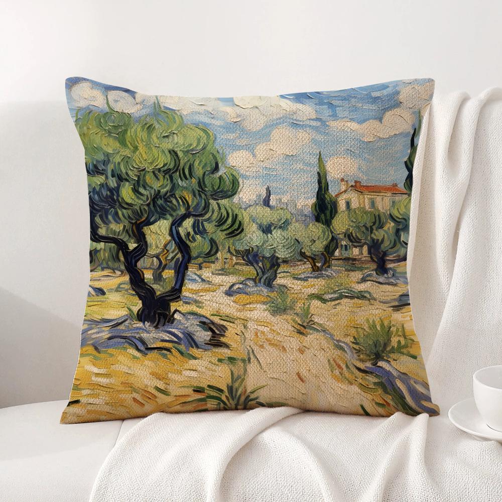 Klassische VVanGogh Kunst Kissenbezug Natürlicher Leinen Bio-Stoff Doppelseitiger Druck Sofa Heimdekoration Geschenk Kissenbezug