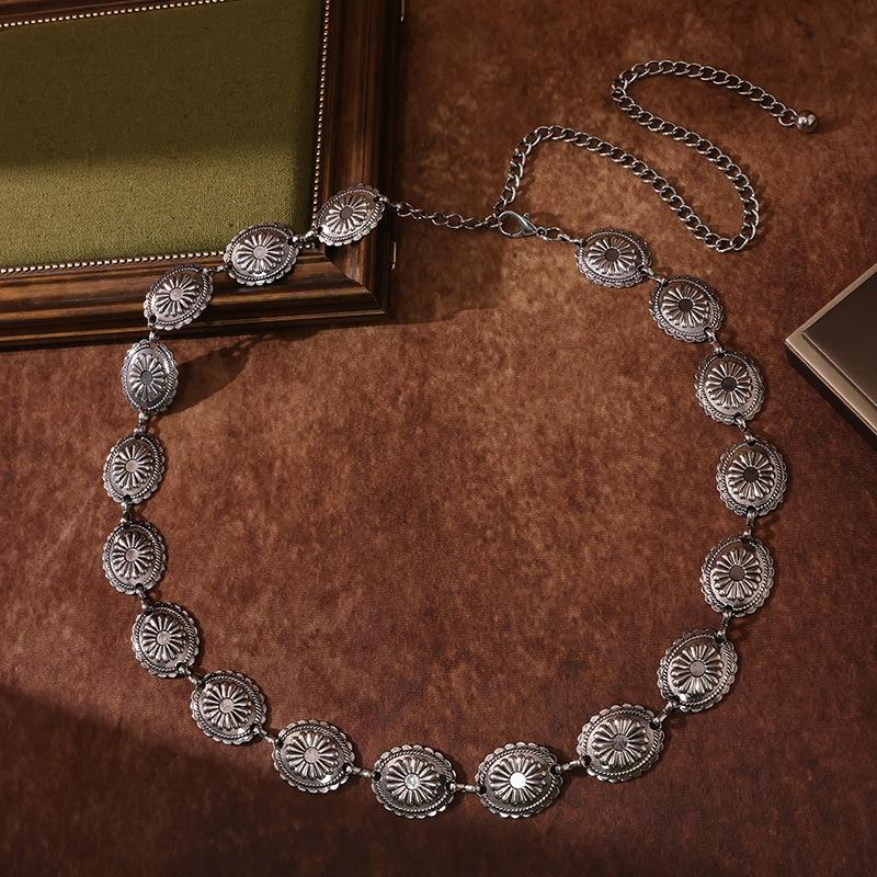 

Женские серебряные аксессуары гравировка универсальная мода базовый поясная цепочка европейский и американский весна и лето универсальный пояс