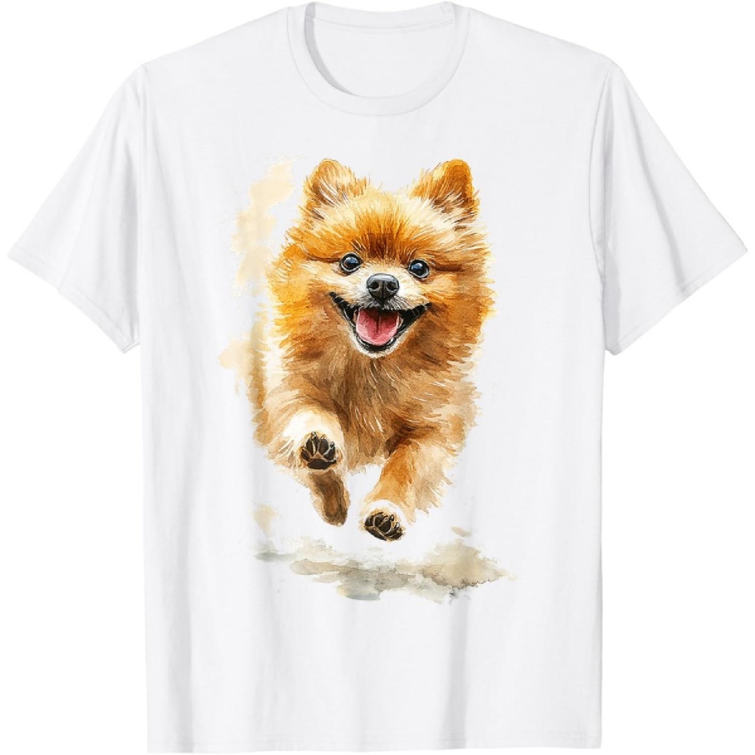 Pomeranian Dog Graphic Pet Illustration Blue Eyes Pomeranian T-Shirt S