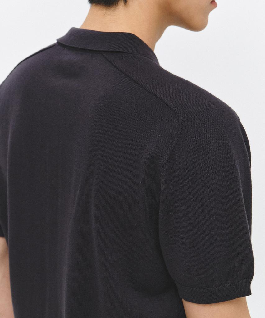 ECORR Front Cable Cropped Short Sleeve Knit Cardigan_Charcoal