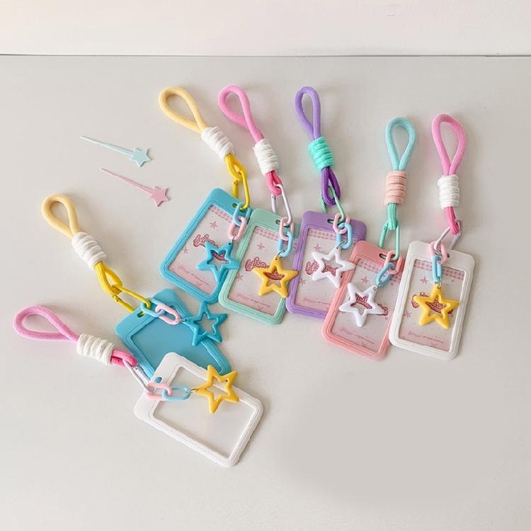 Lovely Kpops Photocard Holder with Keychain,Star Photo Card Sleeve ID Bank Credit Card Holder Protector Gifts for Womens