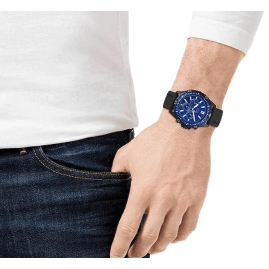 Fossil Men's Chronograph Garrett Black Silicone Strap Watch 44mm FS5695