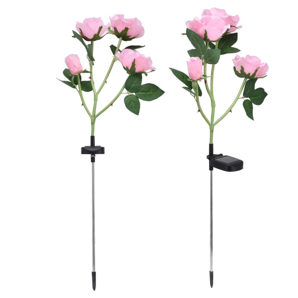 Solar Rose Light 4 Head IP65 Waterproof Decorative LED Flower Landscape Lamp for Garden