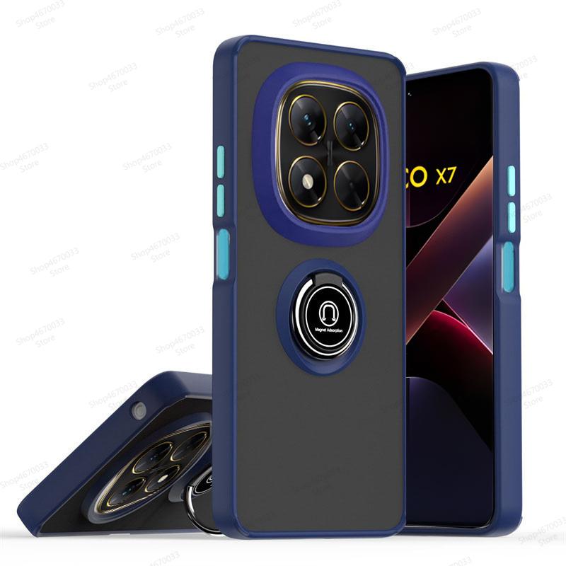 Magnetic Ring Holder Phone Case For POCO X7 M6 F6 X6 Pro X4 F4 GT X3 NFC Matte Armor Cover For POCO F5 X5 X4 M4 M3 X3 Pro F3