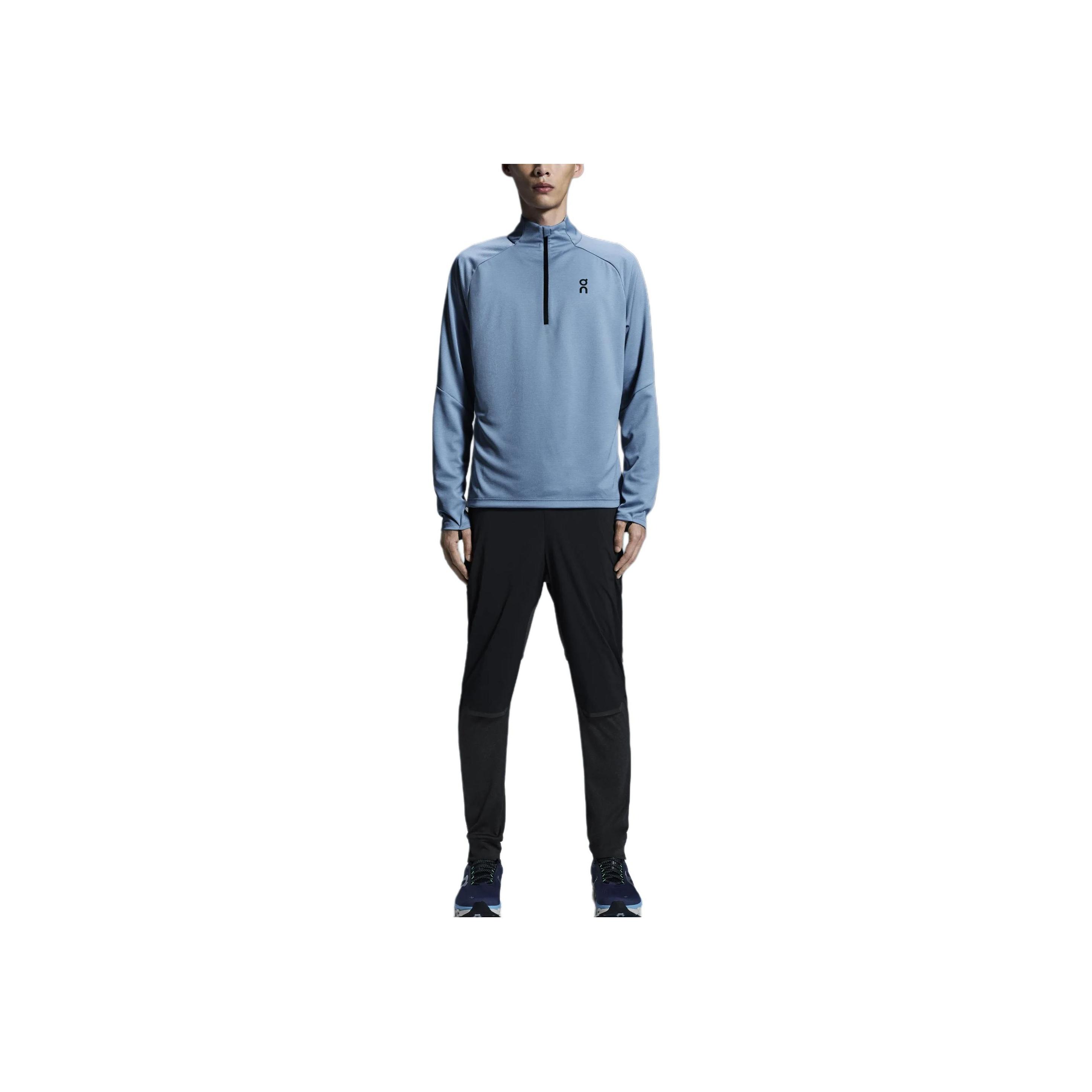 ON Running On Climate Shirt Lichtgewicht Warm Zweettransporterend Sneldrogend Lange Mouw Raglan T-shirt Heren tops Lichtgrijs Blauw 1ME10600732 S
