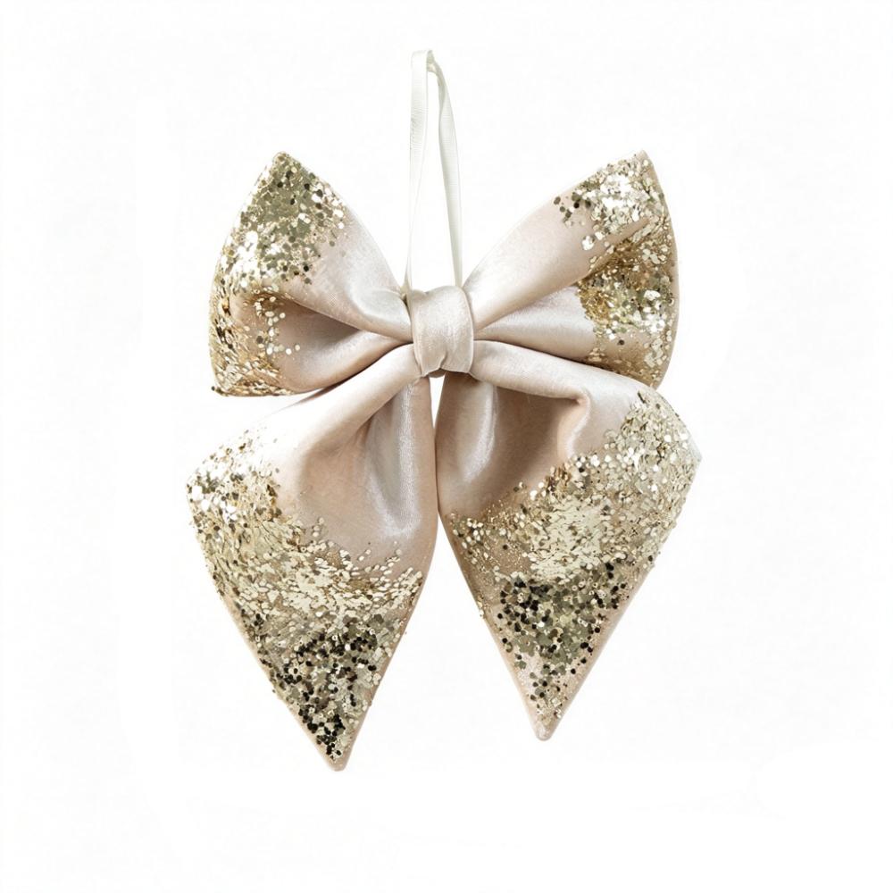 Multicolor Christmas Bow Decoration Satin Sequin Glitter Xmas Hanging Ornament Hanging Design Scennry Making Bowknot Pendant